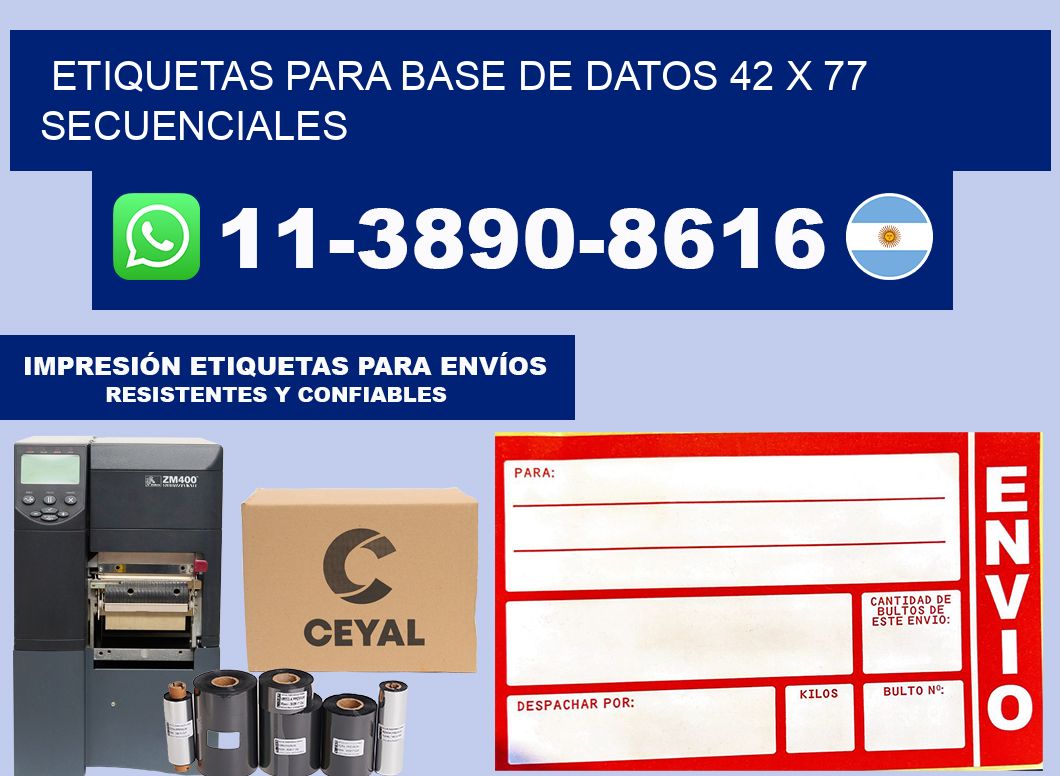 etiquetas para base de datos 42 x 77 secuenciales