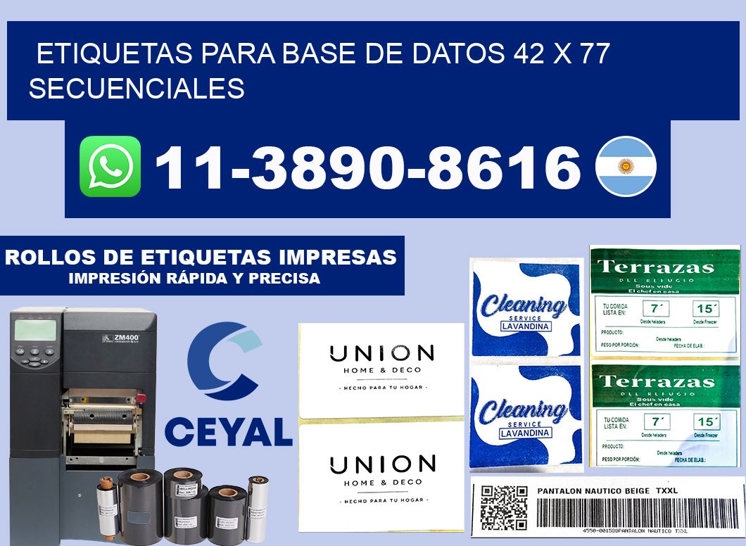 etiquetas para base de datos 42 x 77 secuenciales