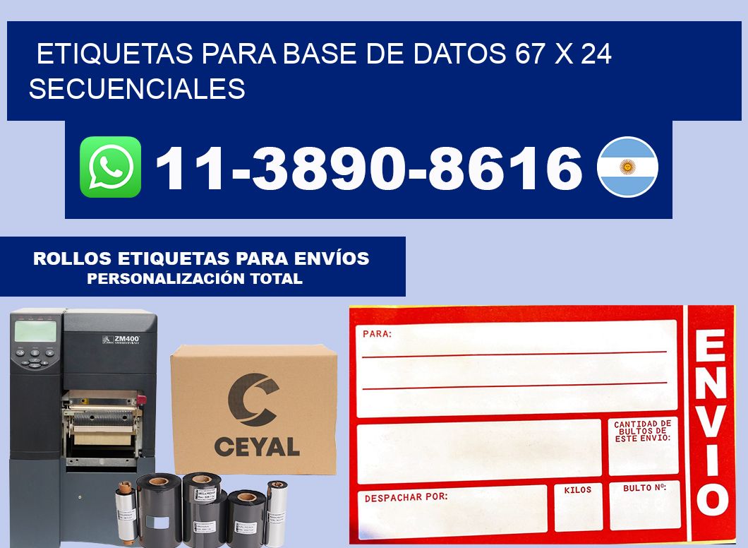 etiquetas para base de datos 67 x 24 secuenciales