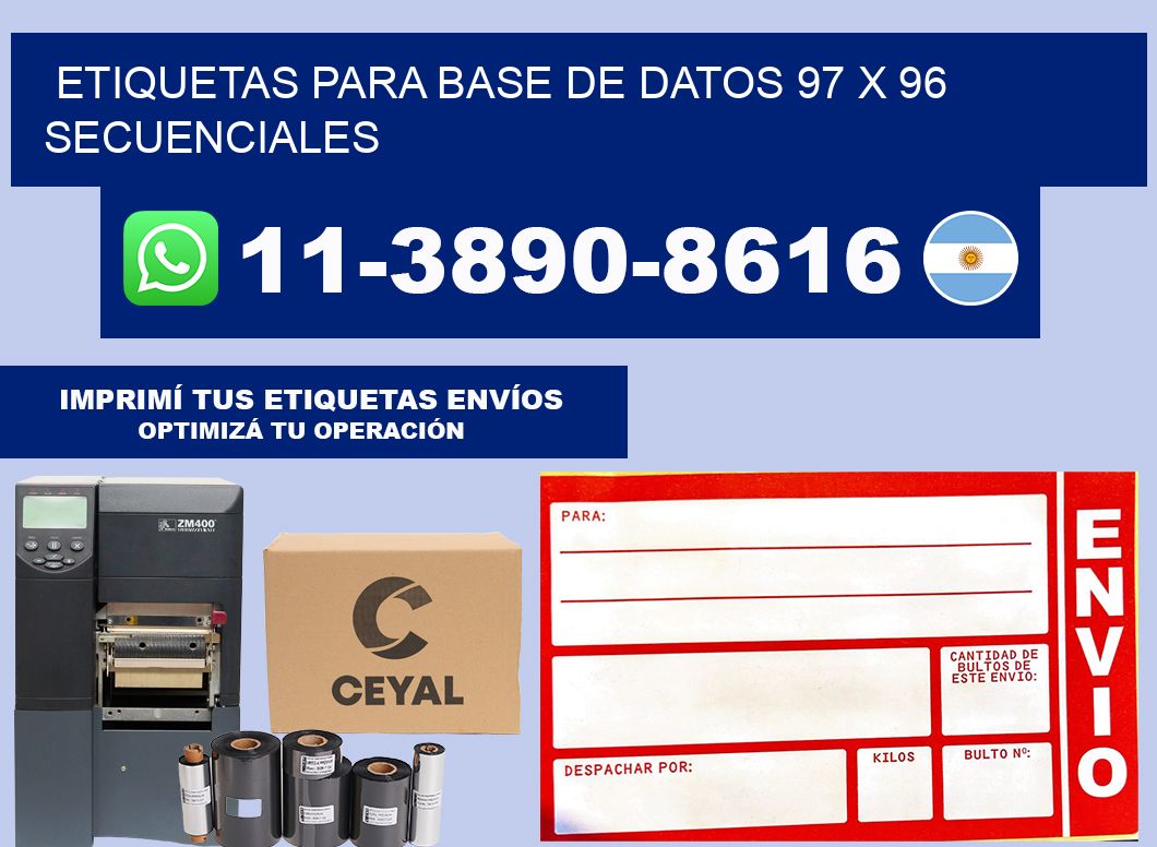 etiquetas para base de datos 97 x 96 secuenciales