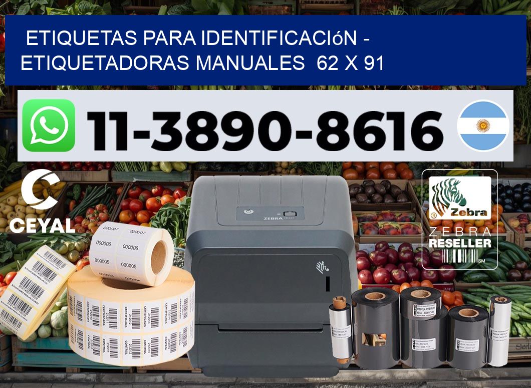 etiquetas para identificación - Etiquetadoras Manuales  62 x 91