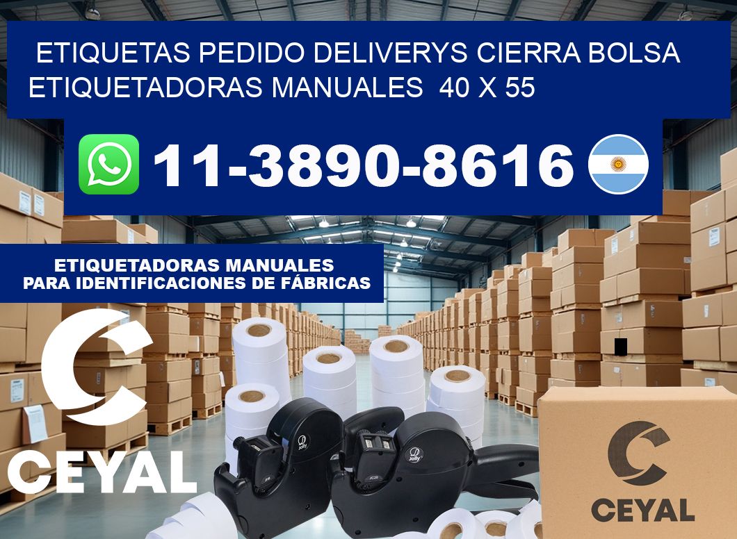 etiquetas pedido deliverys cierra bolsa  Etiquetadoras Manuales  40 x 55
