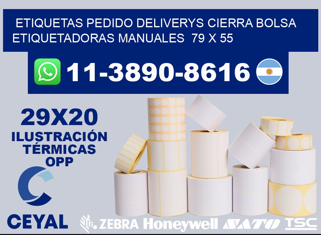 etiquetas pedido deliverys cierra bolsa Etiquetadoras Manuales 79 x 55