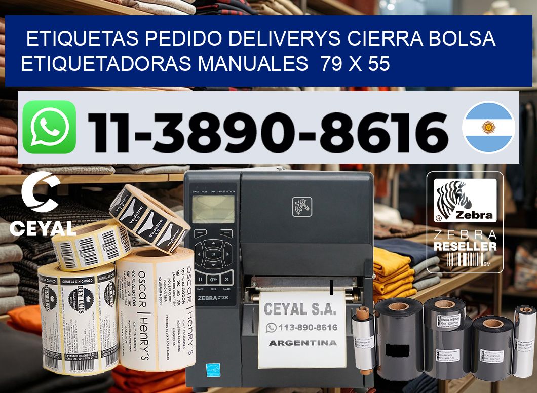 etiquetas pedido deliverys cierra bolsa Etiquetadoras Manuales 79 x 55