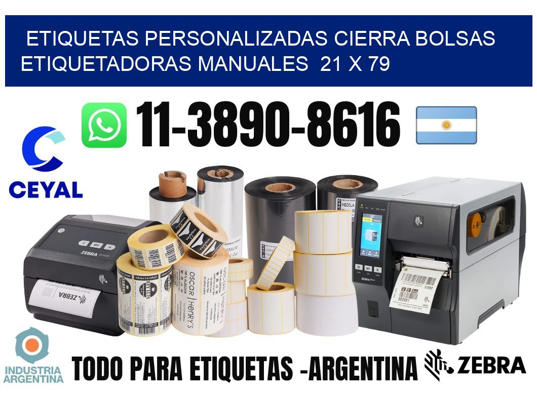 etiquetas personalizadas cierra bolsas  Etiquetadoras Manuales  21 x 79