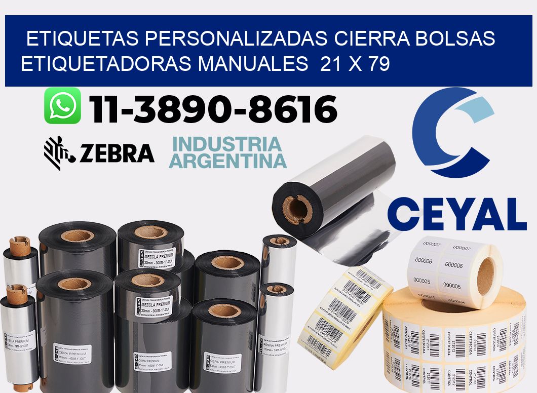 etiquetas personalizadas cierra bolsas  Etiquetadoras Manuales  21 x 79