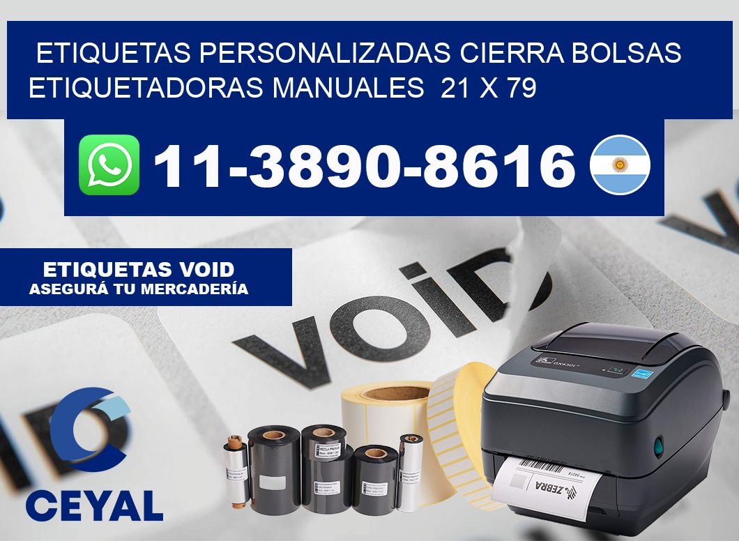 etiquetas personalizadas cierra bolsas  Etiquetadoras Manuales  21 x 79
