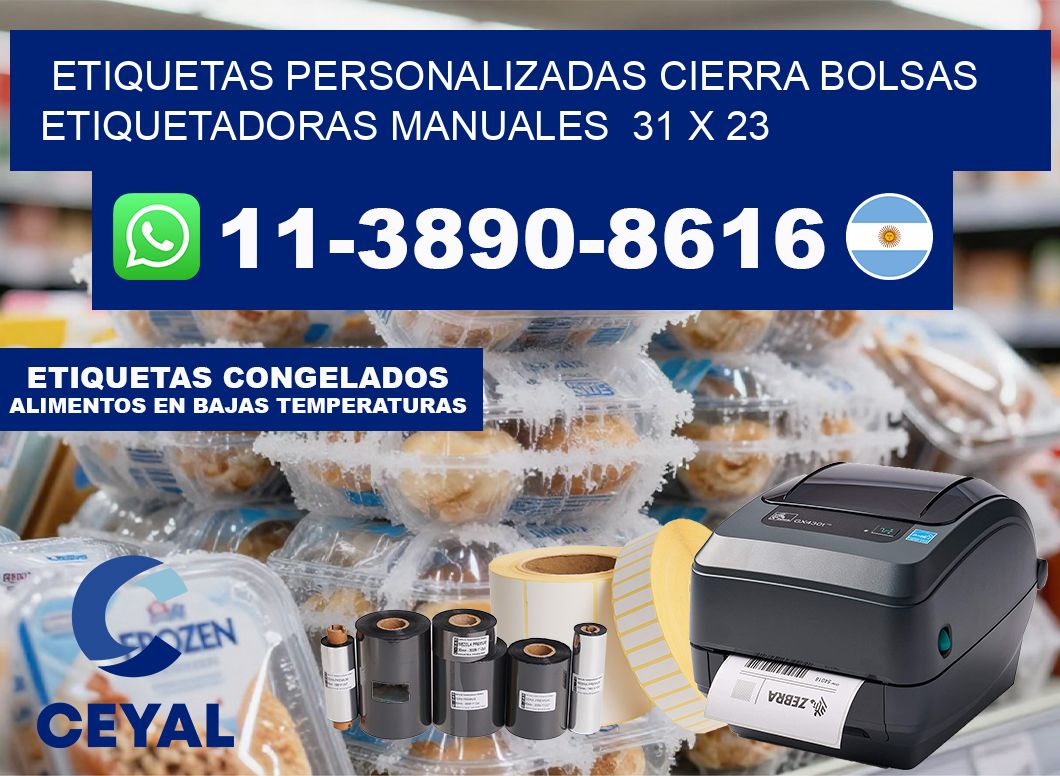 etiquetas personalizadas cierra bolsas  Etiquetadoras Manuales  31 x 23