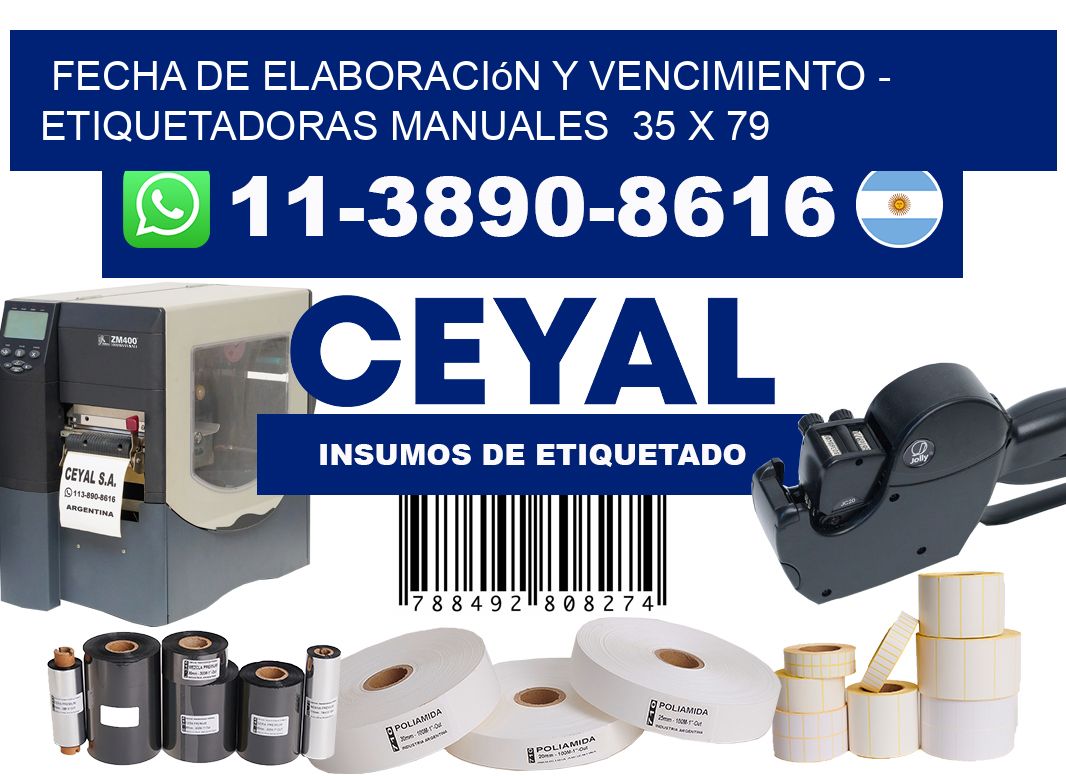 fecha de elaboración y vencimiento - Etiquetadoras Manuales  35 x 79