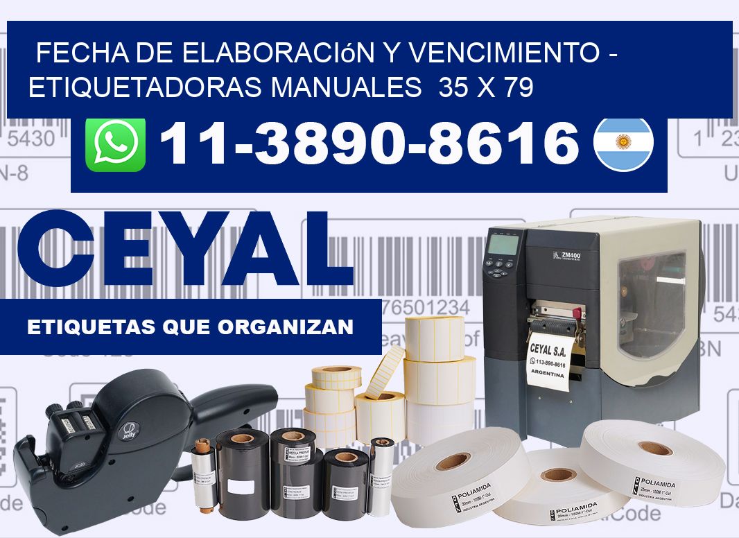 fecha de elaboración y vencimiento - Etiquetadoras Manuales  35 x 79