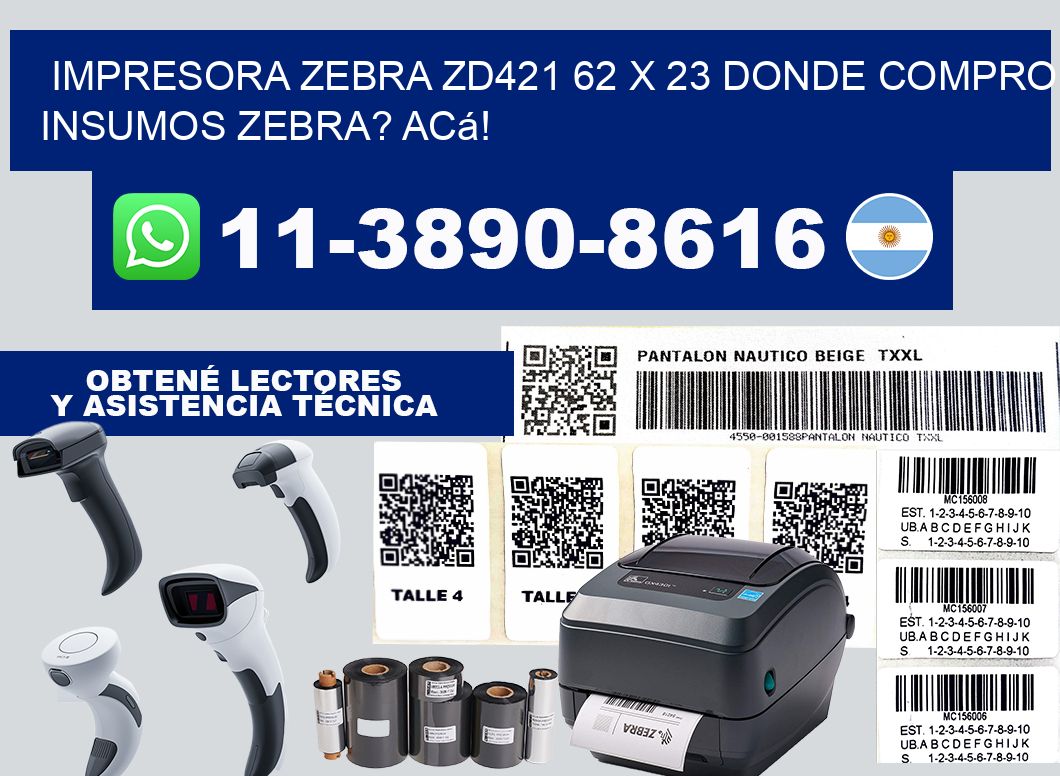 impresora zebra zd421 62 x 23 Donde compro insumos zebra? Acá!