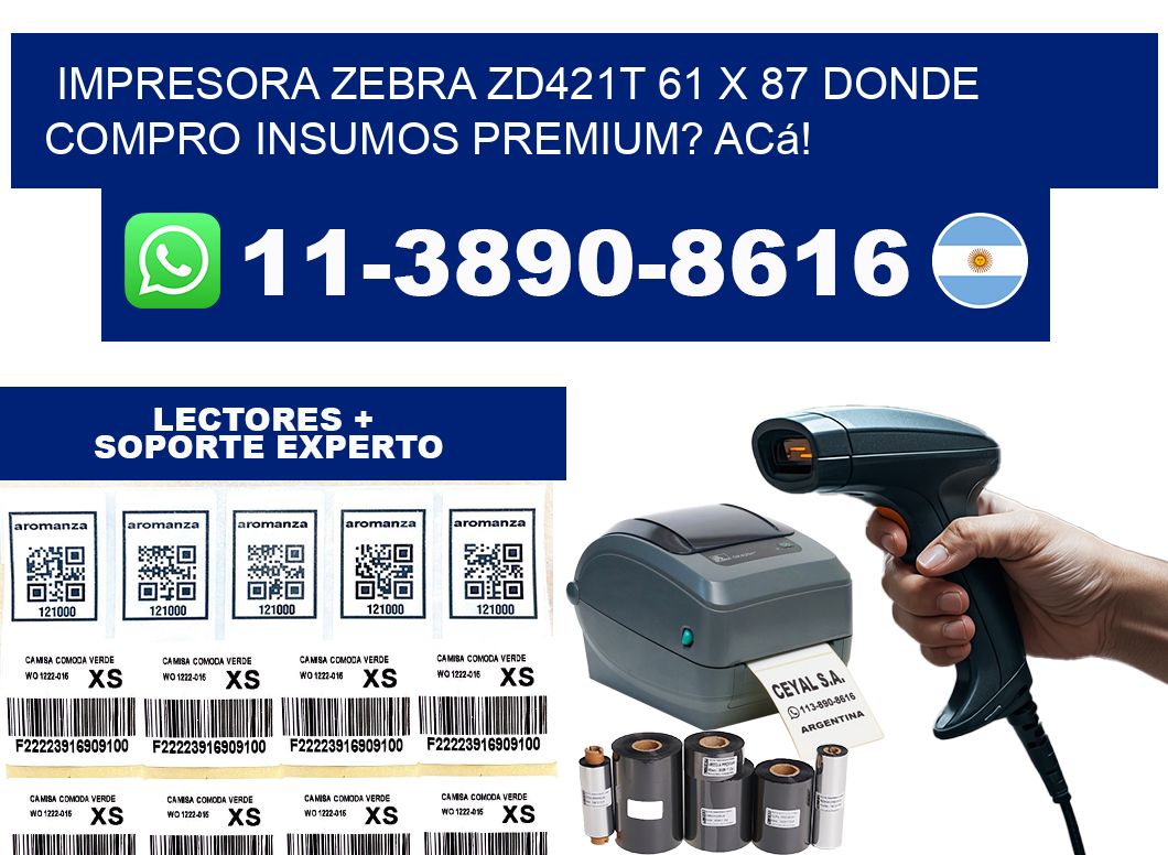 impresora zebra zd421t 61 x 87 Donde compro insumos premium? Acá!
