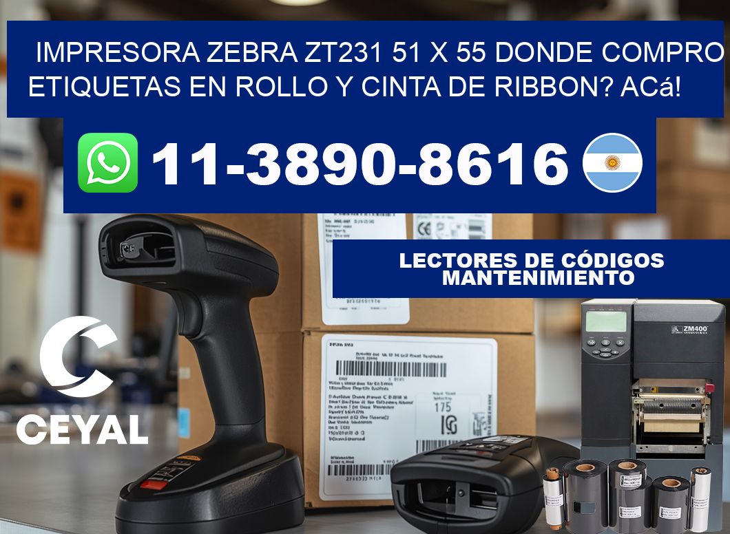 impresora zebra zt231 51 x 55 Donde compro etiquetas en rollo y cinta de ribbon? Acá!