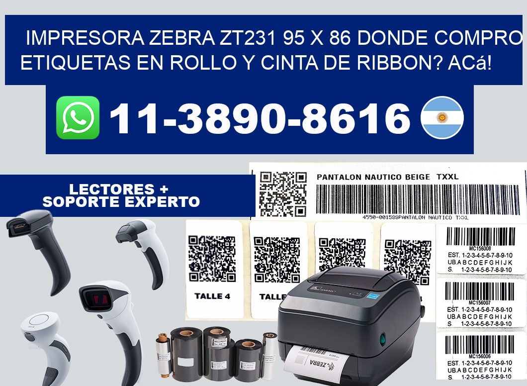 impresora zebra zt231 95 x 86 Donde compro etiquetas en rollo y cinta de ribbon? Acá!