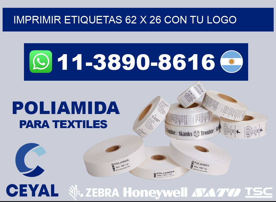 imprimir etiquetas 62 x 26 con tu logo
