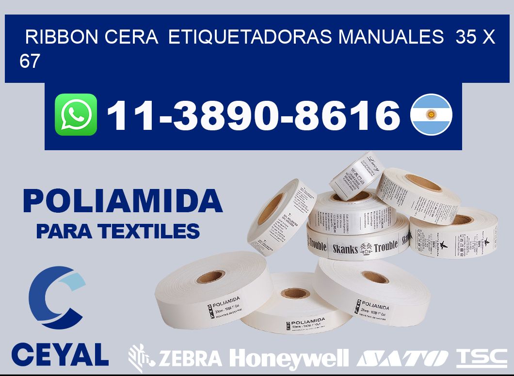ribbon cera  Etiquetadoras Manuales  35 x 67