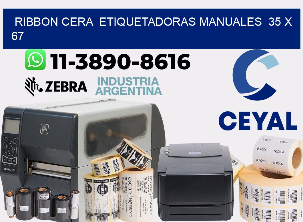 ribbon cera  Etiquetadoras Manuales  35 x 67