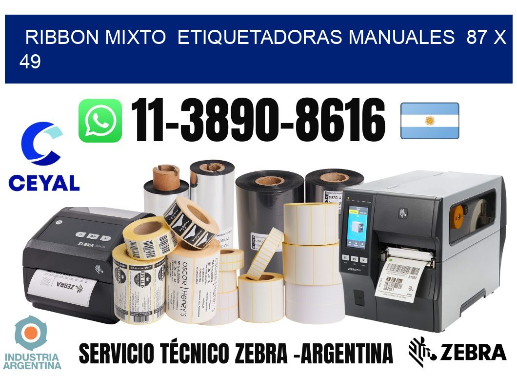ribbon mixto  Etiquetadoras Manuales  87 x 49