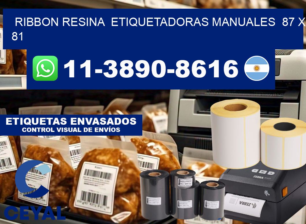 ribbon resina Etiquetadoras Manuales 87 x 81