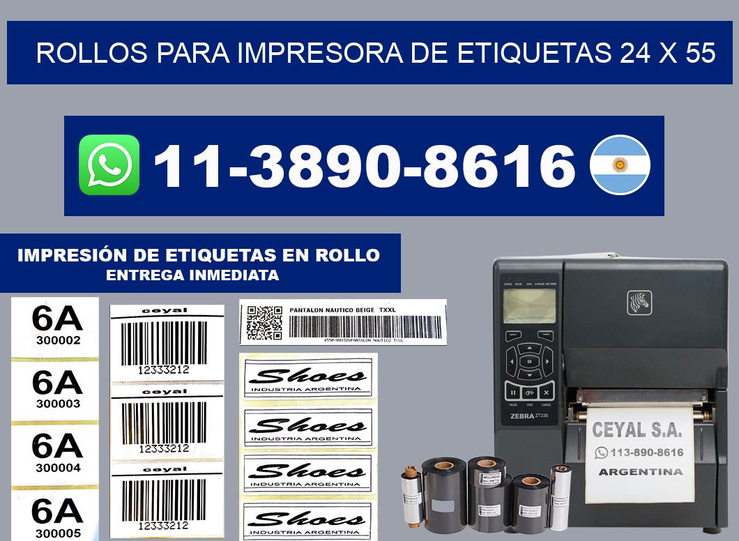 rollos para impresora de etiquetas 24 x 55
