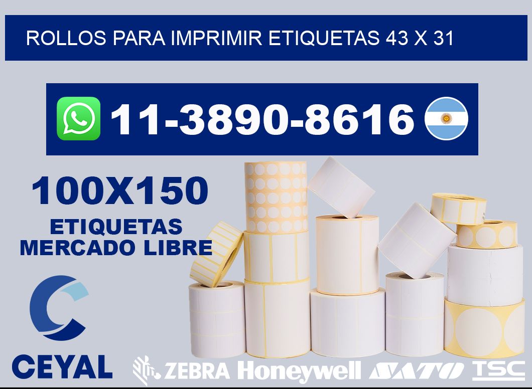 rollos para imprimir etiquetas 43 x 31