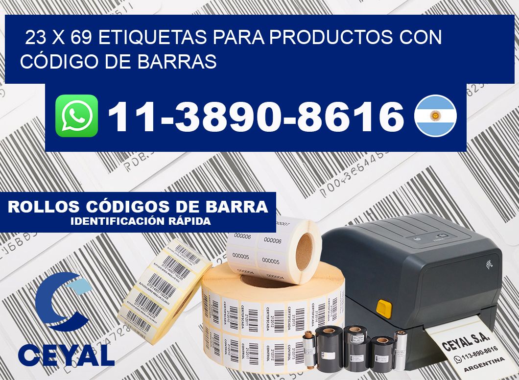 23 x 69 ETIQUETAS PARA PRODUCTOS CON CÓDIGO DE BARRAS