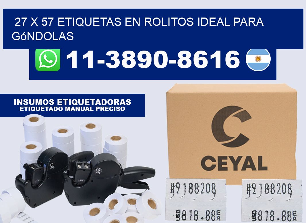 27 x 57 etiquetas en rolitos ideal para góndolas