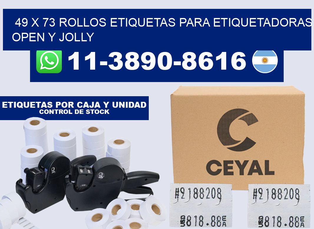 49 x 73 Rollos etiquetas para etiquetadoras open y jolly