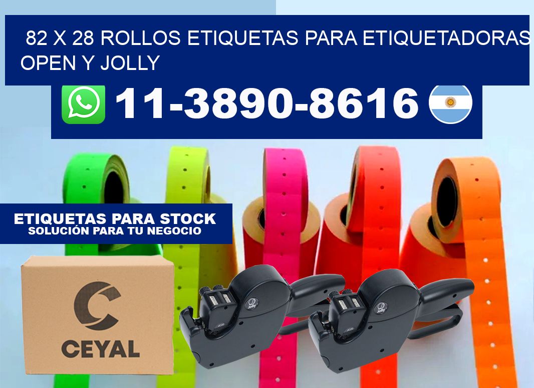 82 x 28 Rollos etiquetas para etiquetadoras open y jolly