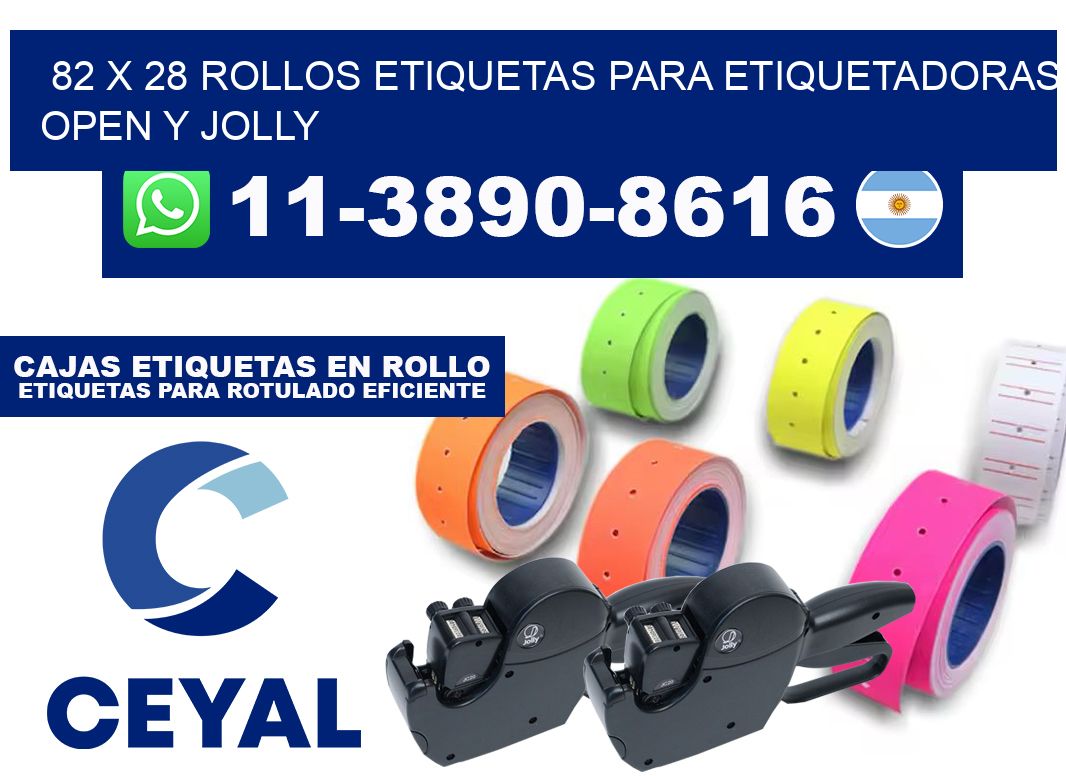 82 x 28 Rollos etiquetas para etiquetadoras open y jolly