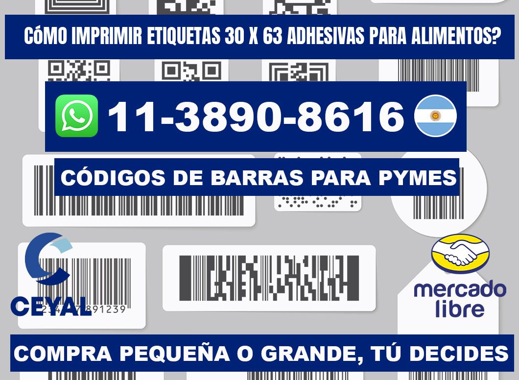 Cómo imprimir etiquetas 30 x 63 adhesivas para alimentos?