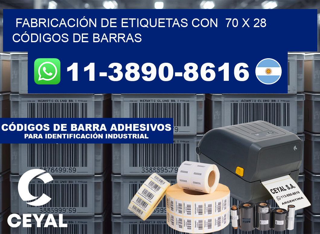 FABRICACIÓN DE ETIQUETAS CON 70 x 28 CÓDIGOS DE BARRAS