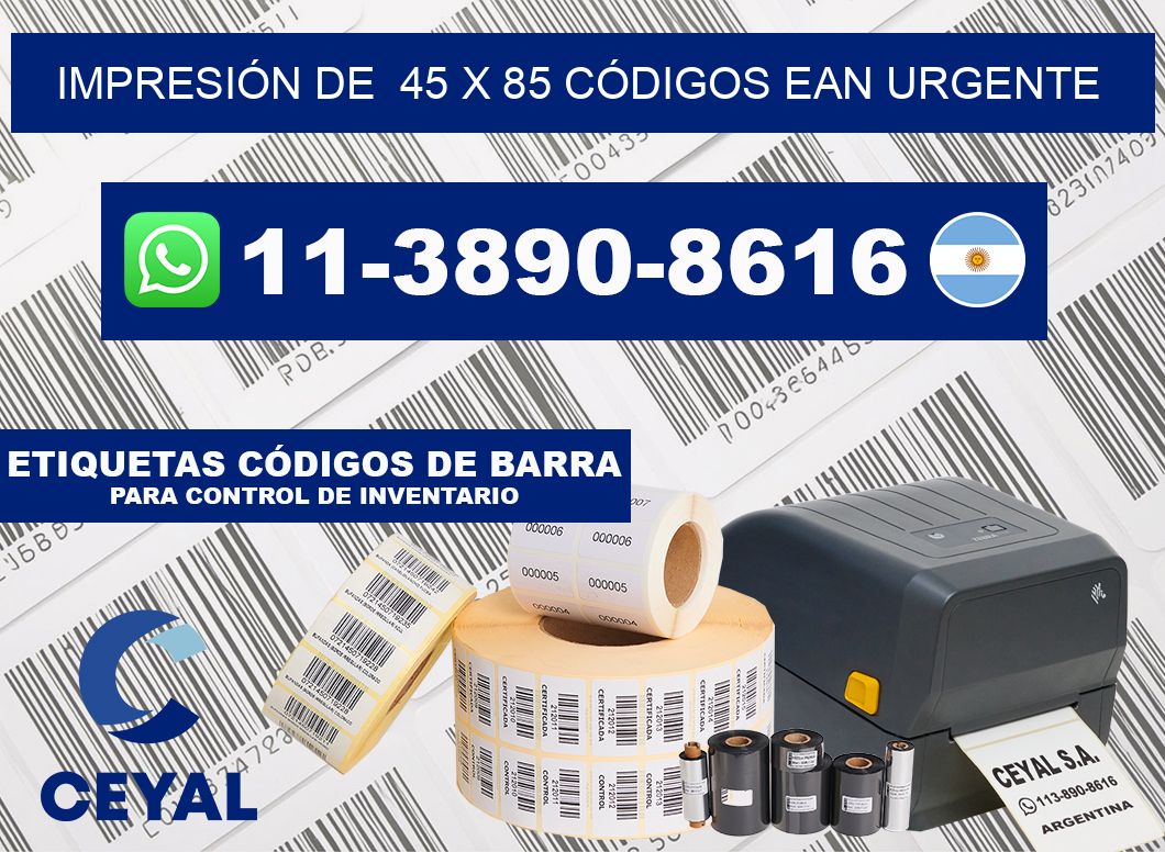 IMPRESIÓN DE  45 x 85 CÓDIGOS EAN URGENTE