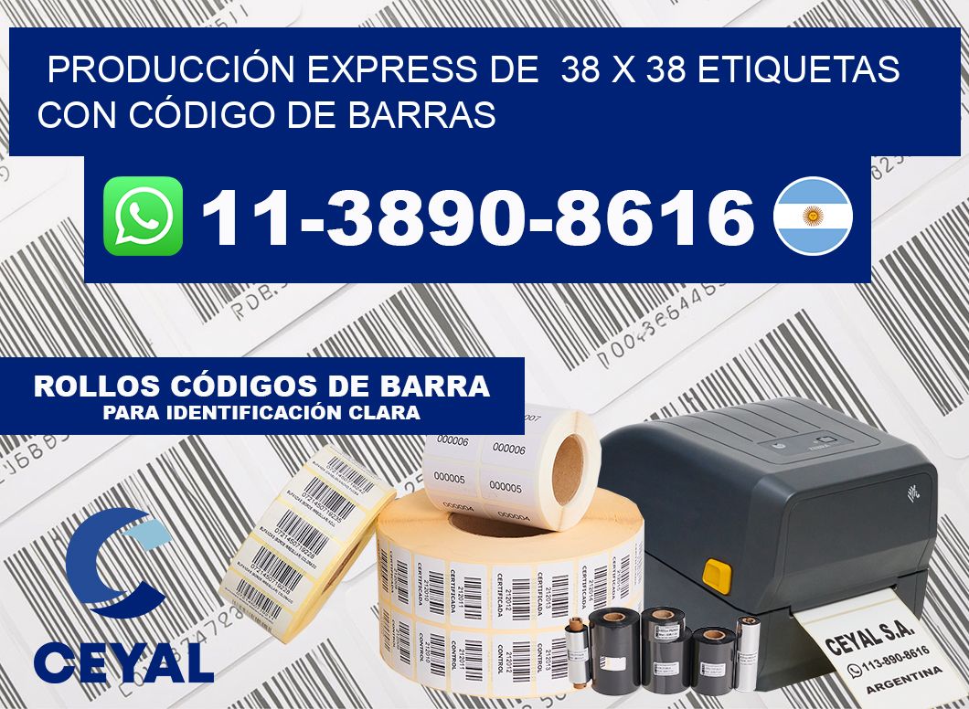 PRODUCCIÓN EXPRESS DE  38 x 38 ETIQUETAS CON CÓDIGO DE BARRAS
