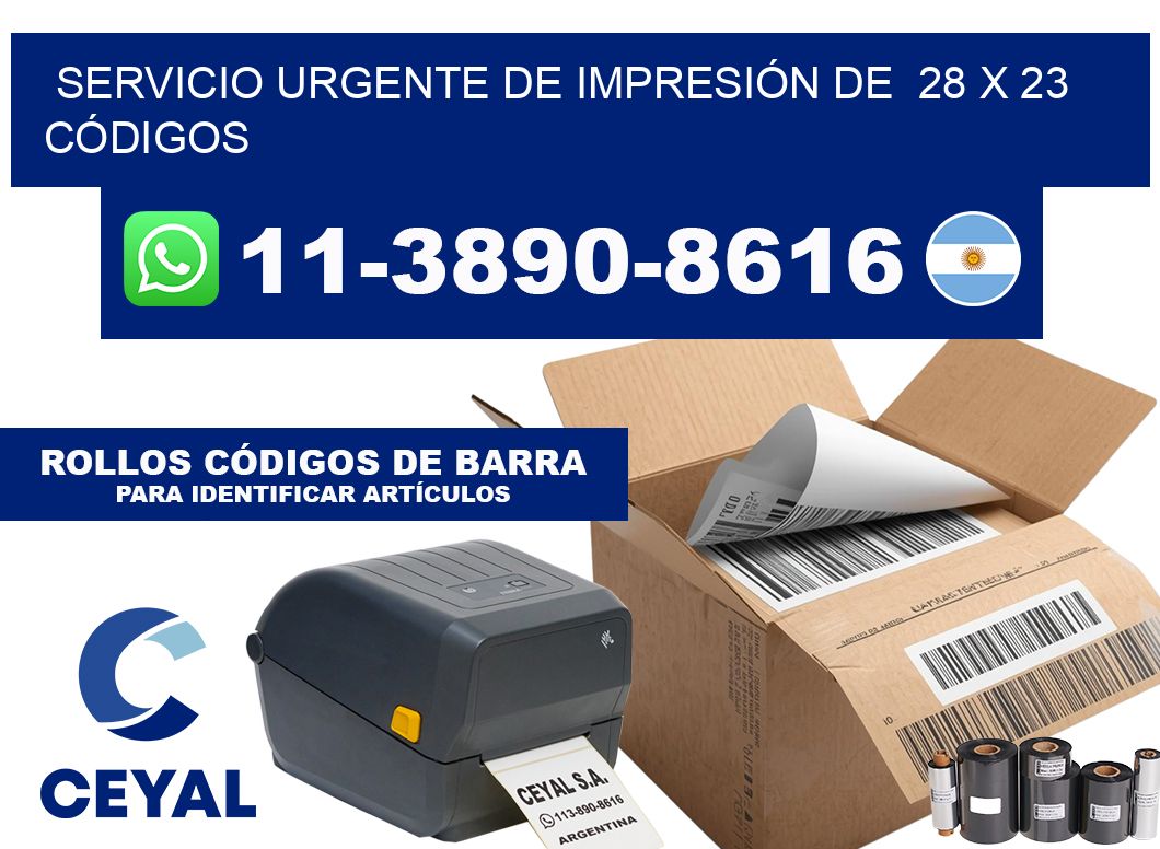 SERVICIO URGENTE DE IMPRESIÓN DE 28 x 23 CÓDIGOS