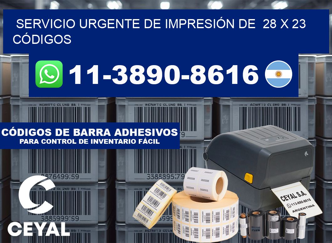 SERVICIO URGENTE DE IMPRESIÓN DE 28 x 23 CÓDIGOS