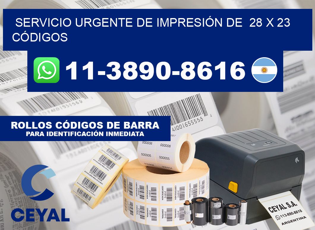 SERVICIO URGENTE DE IMPRESIÓN DE 28 x 23 CÓDIGOS