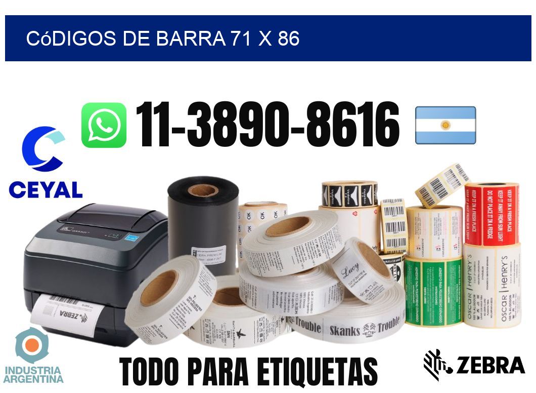 códigos de barra 71 x 86