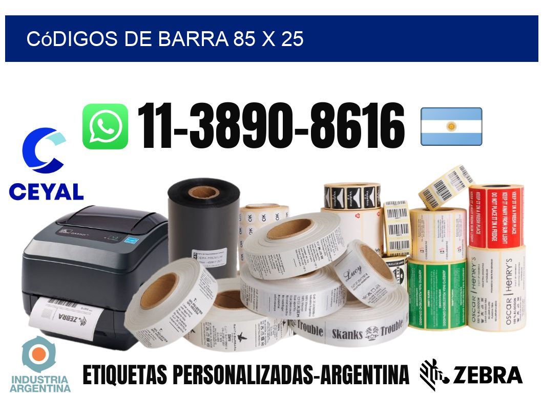 códigos de barra 85 x 25