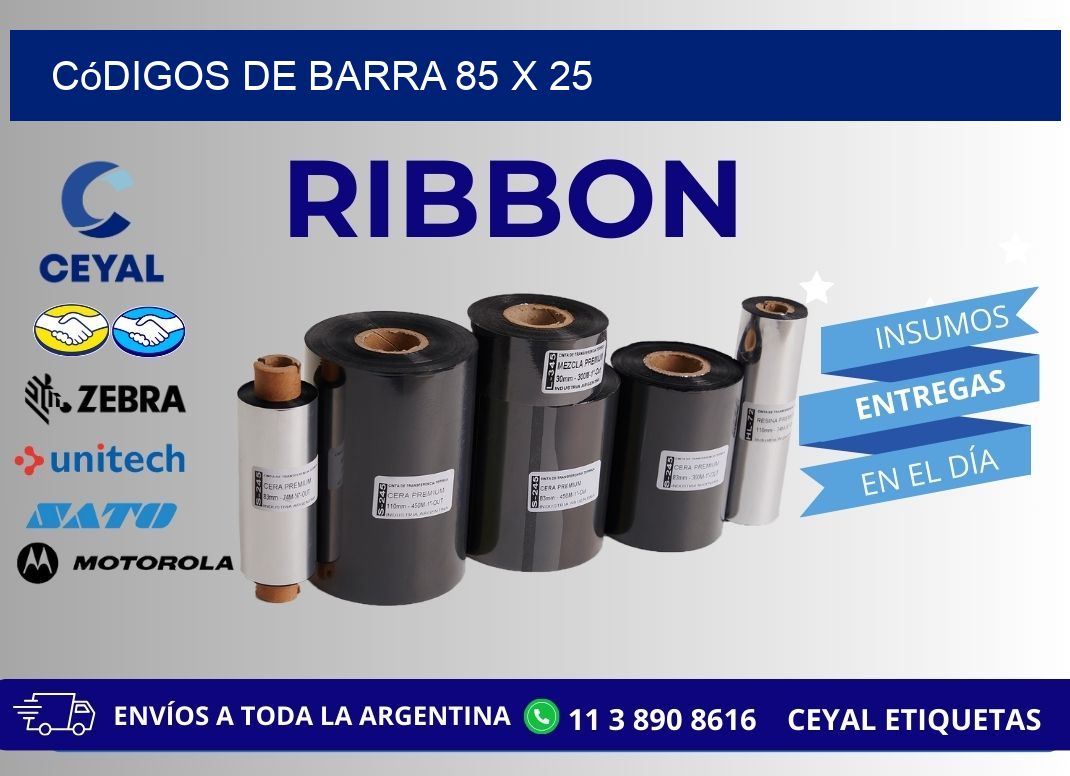 códigos de barra 85 x 25