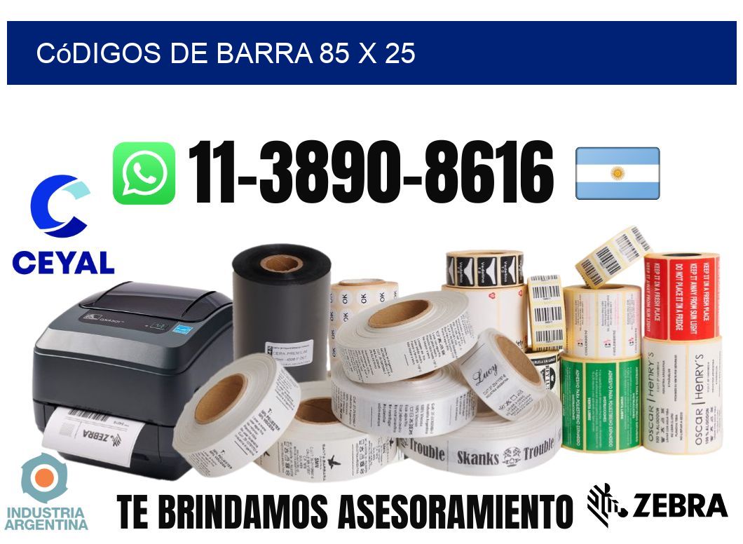 códigos de barra 85 x 25