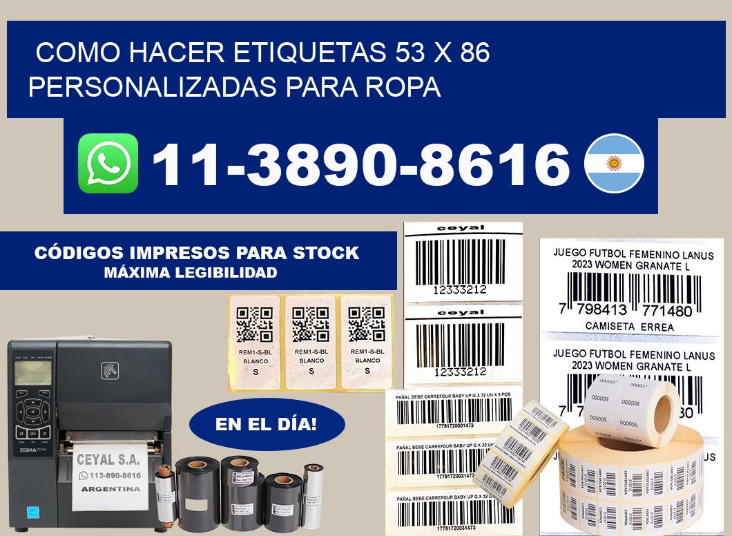 como hacer etiquetas 53 x 86 personalizadas para ropa