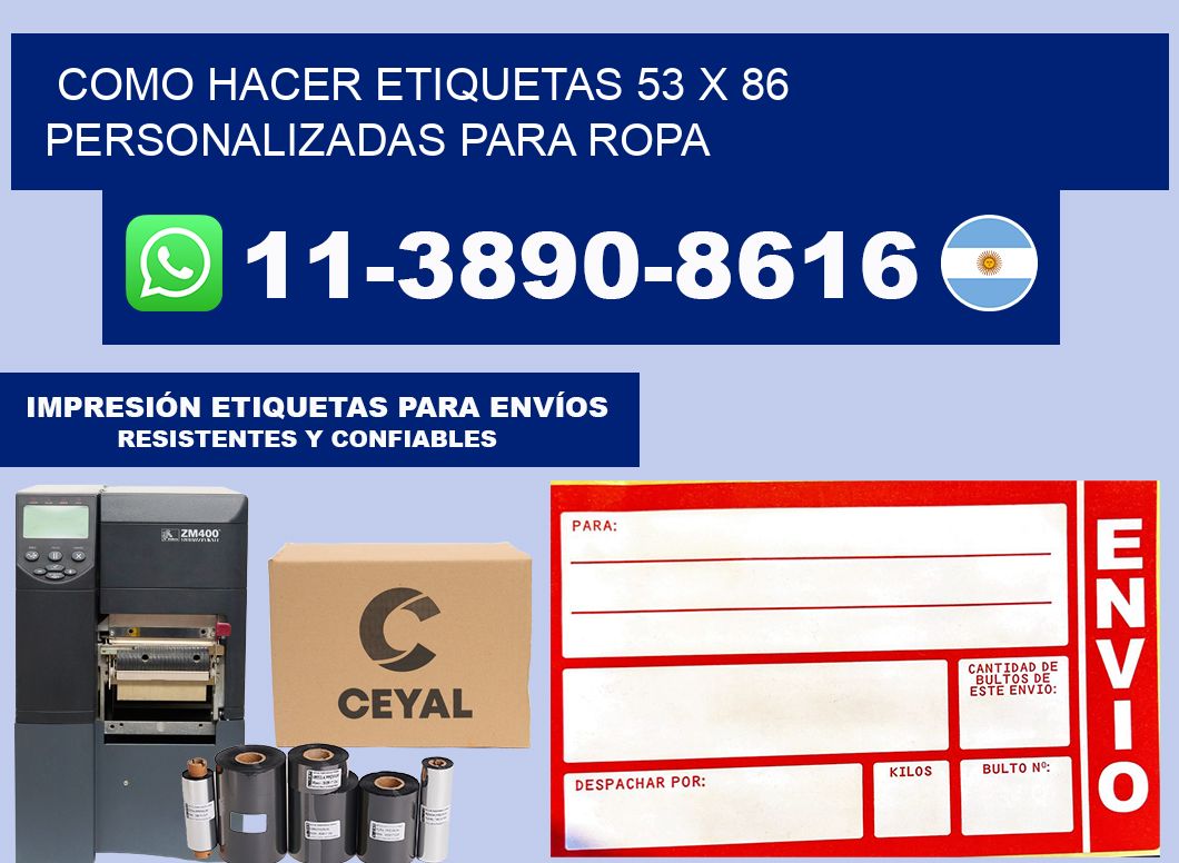 como hacer etiquetas 53 x 86 personalizadas para ropa