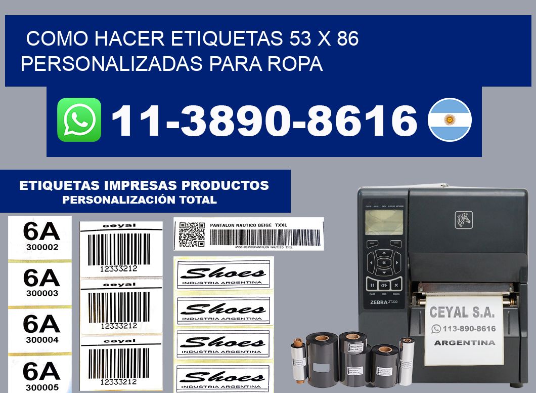 como hacer etiquetas 53 x 86 personalizadas para ropa