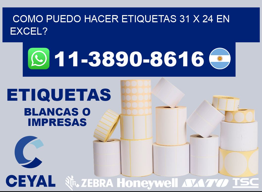 como puedo hacer etiquetas 31 x 24 en excel?