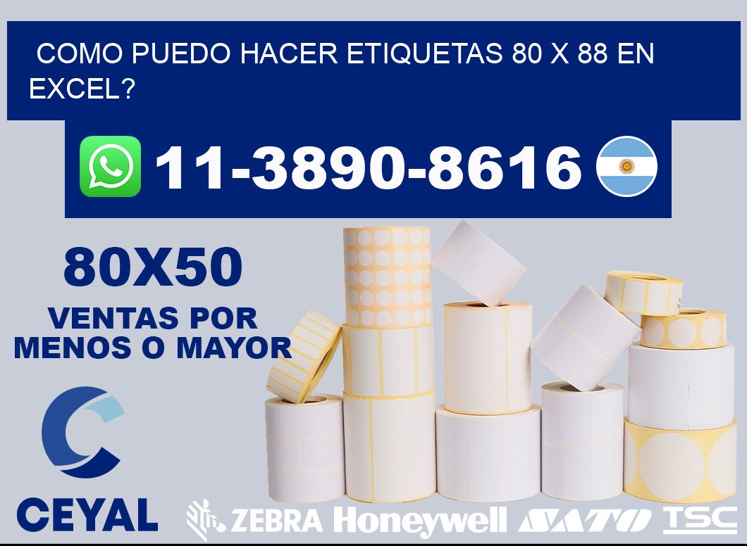 como puedo hacer etiquetas 80 x 88 en excel?