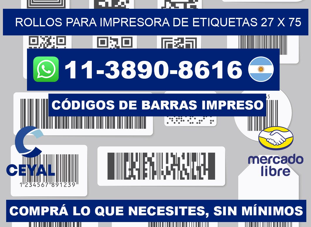 rollos para impresora de etiquetas 27 x 75