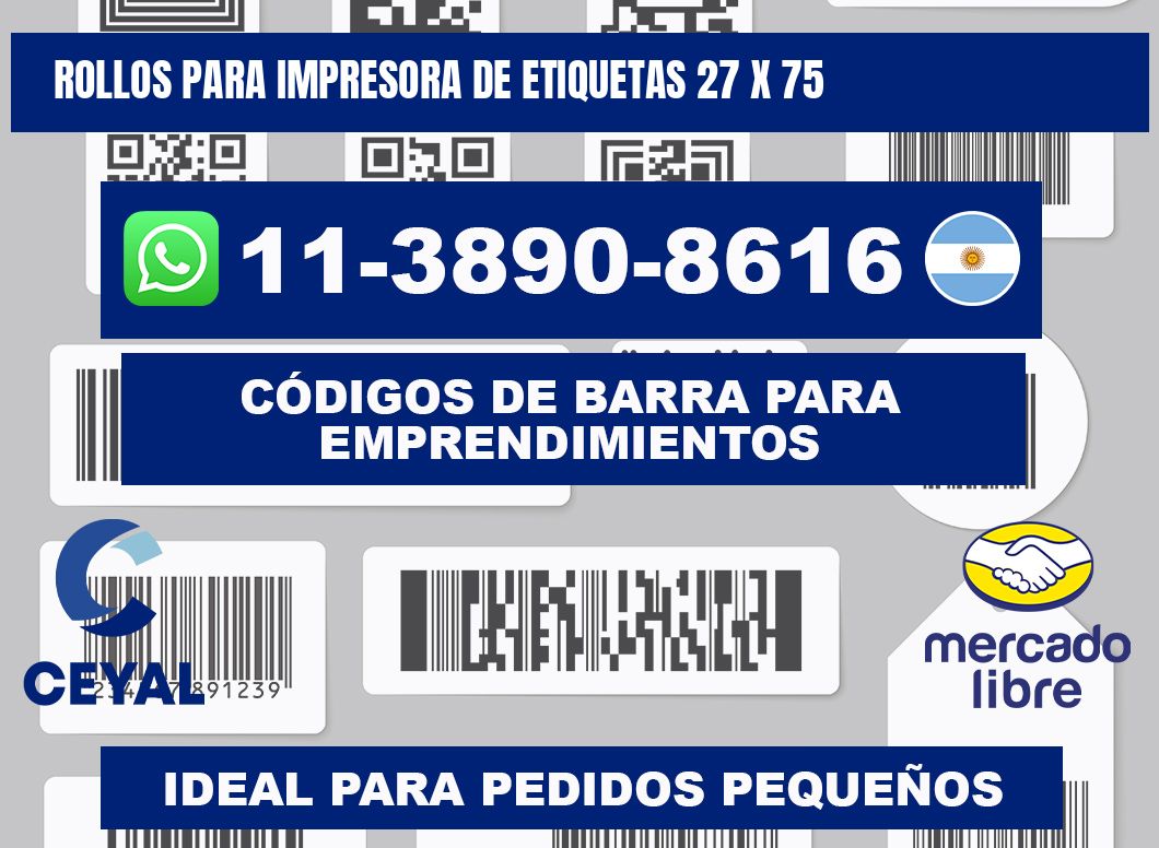 rollos para impresora de etiquetas 27 x 75