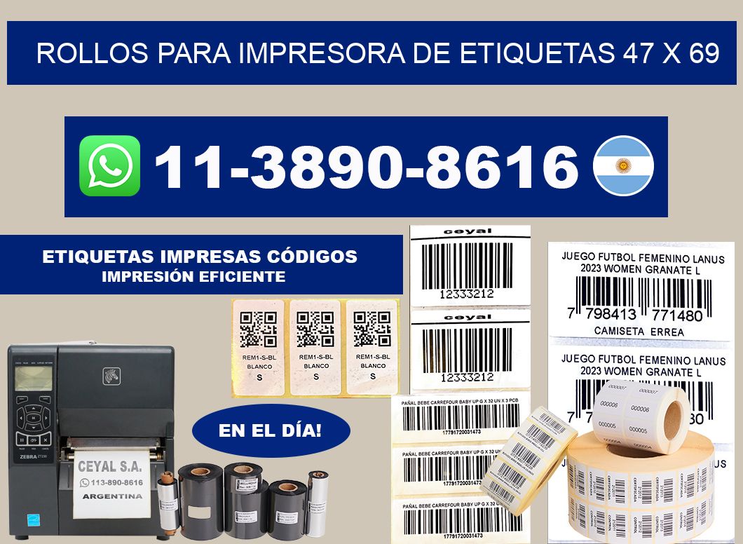 rollos para impresora de etiquetas 47 x 69