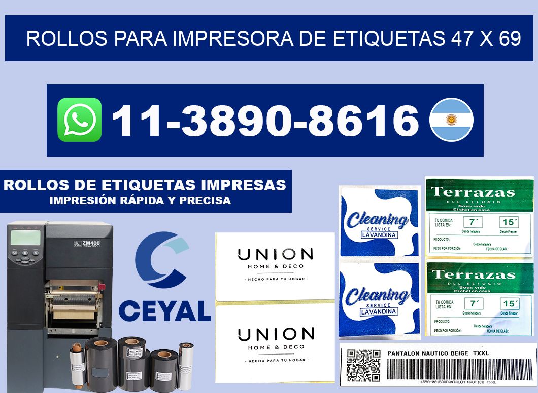 rollos para impresora de etiquetas 47 x 69